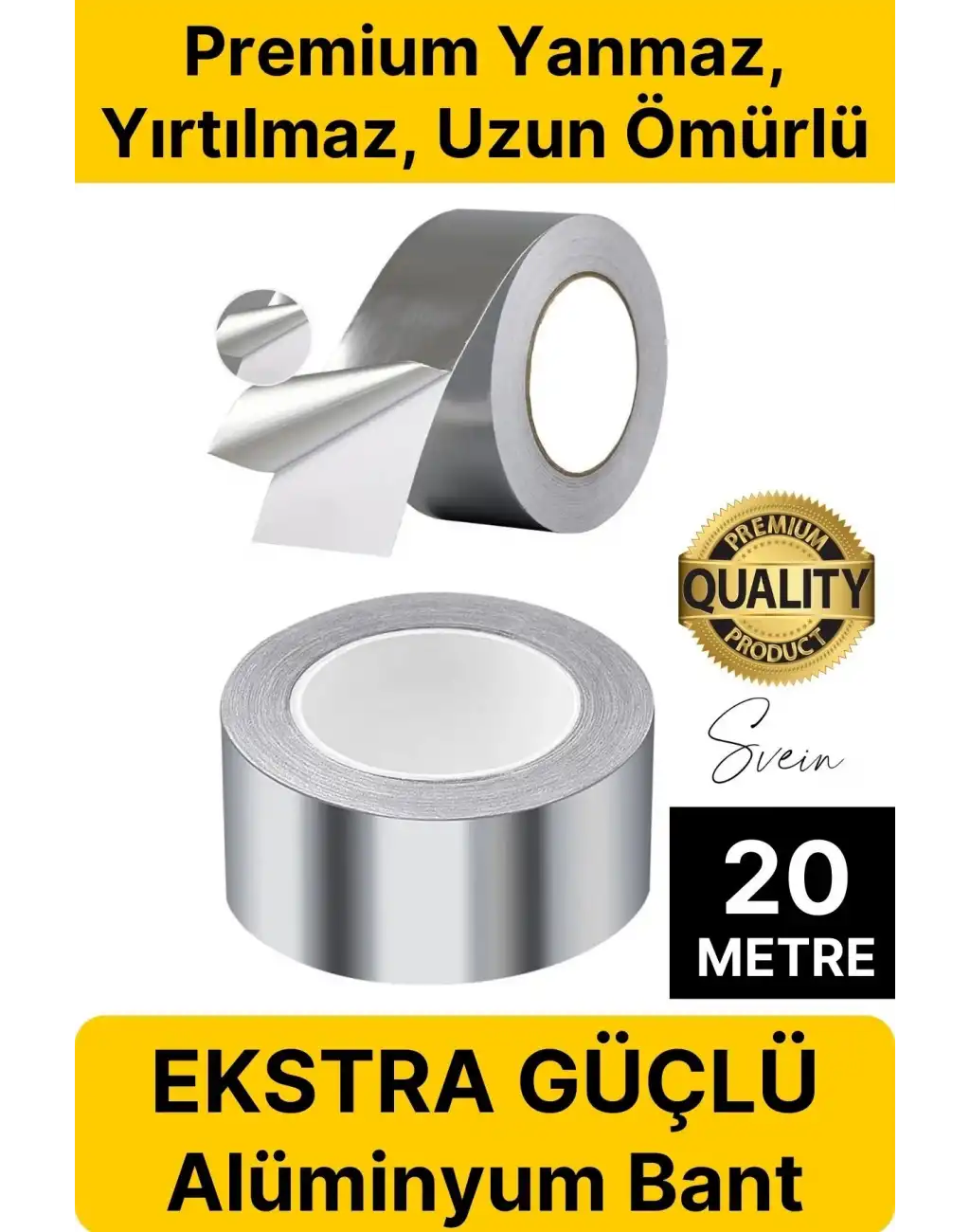 Alüminyum Yanmaz Folyo Bant Tamir Soba Boru Bandı Suya Sıcağa Dayanıklı Yama Düz Gri 45 Mm X 20 M