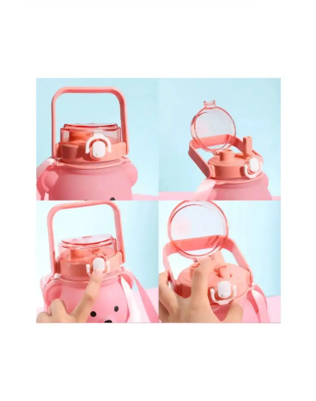 Pipetli Kapaklı Sevimli Ayıcık Suluk Matara Smile Sızdırmaz Dayanıklı Bpa İçermez Okul Çocuk Matara