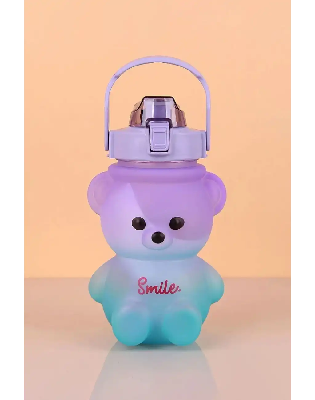 Pipetli Kapaklı Sevimli Ayıcık Suluk Matara Smile Sızdırmaz Dayanıklı Bpa İçermez Okul Çocuk Matara