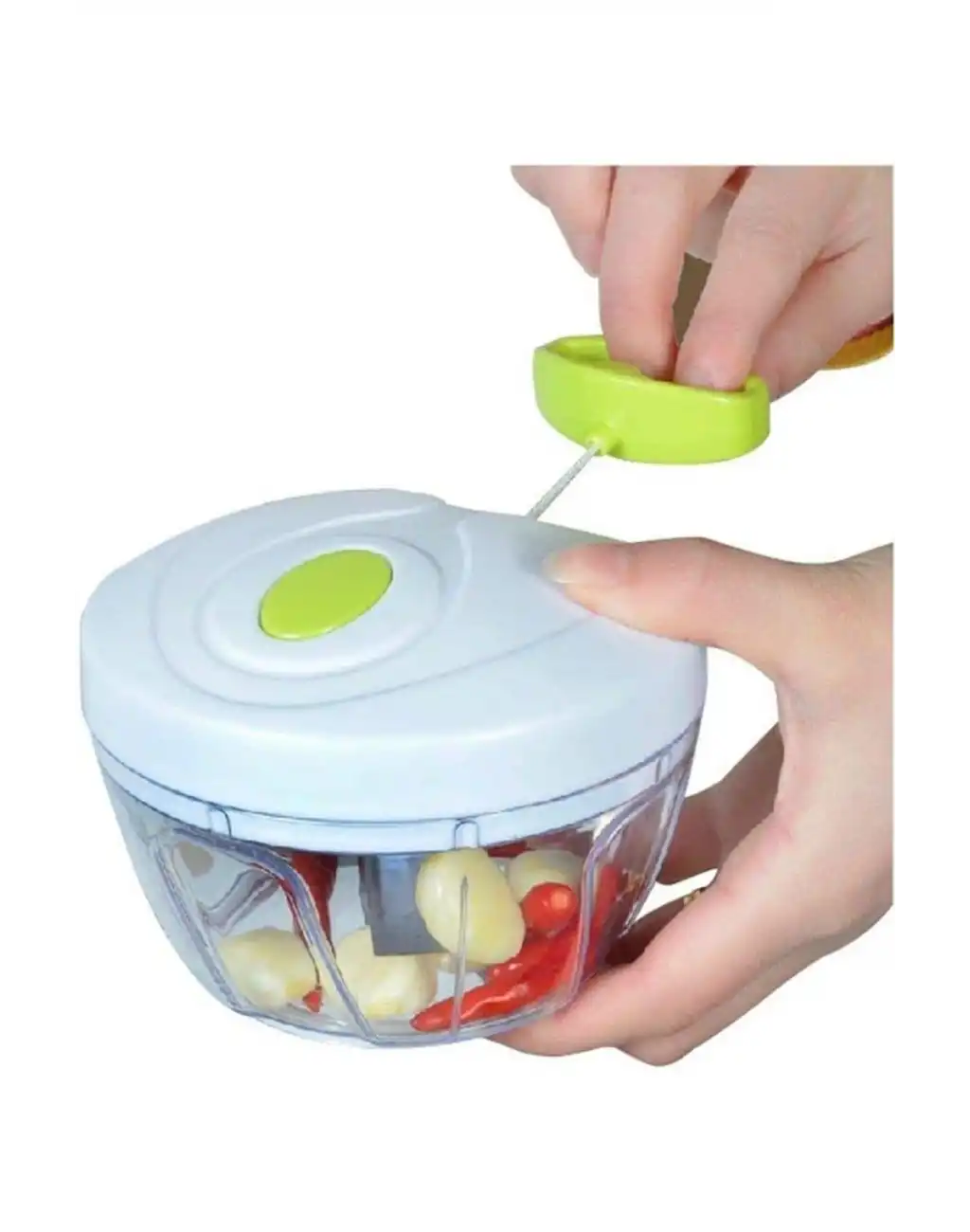 Premium Manuel 3 Bıçaklı Ipli Çekmeli Paslanmaz El Blender Kolay Hızlı Meyve Sebze Soğan Doğrayıcı