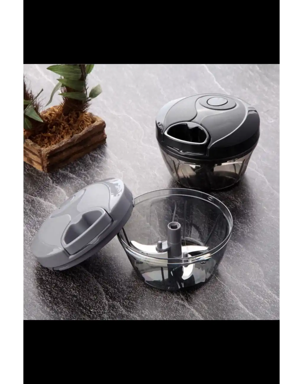 Premium Manuel 3 Bıçaklı Ipli Çekmeli Paslanmaz El Blender Kolay Hızlı Meyve Sebze Soğan Doğrayıcı