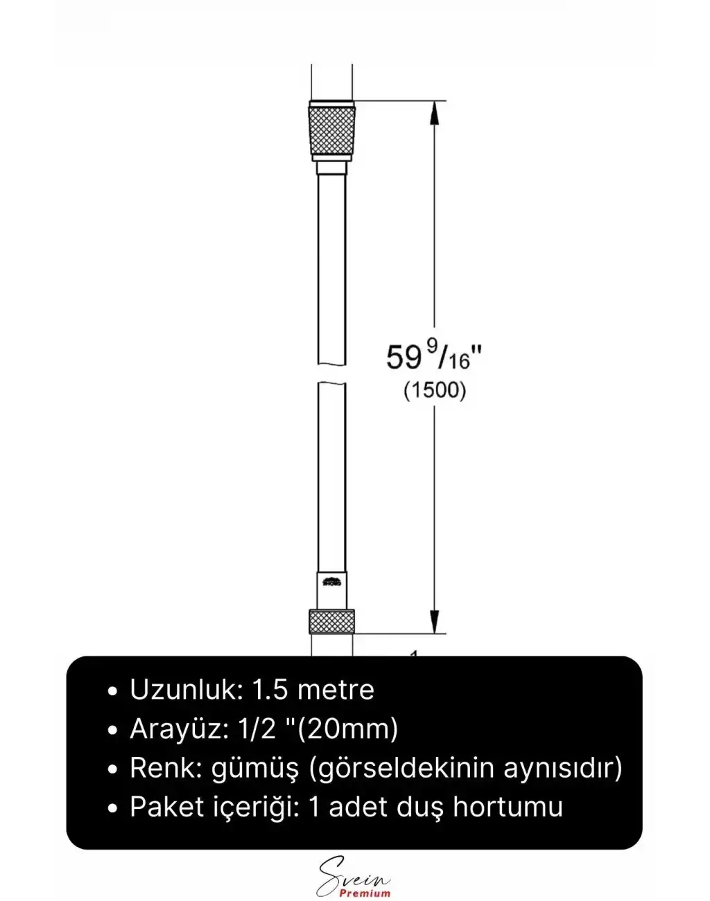 Siyah Dayanıklı Esnek Kırılmaz Çatlamaz Patlamaz Sızdırmaz Pvc Banyo Duş Musluk Hortumu 1,5 Metre