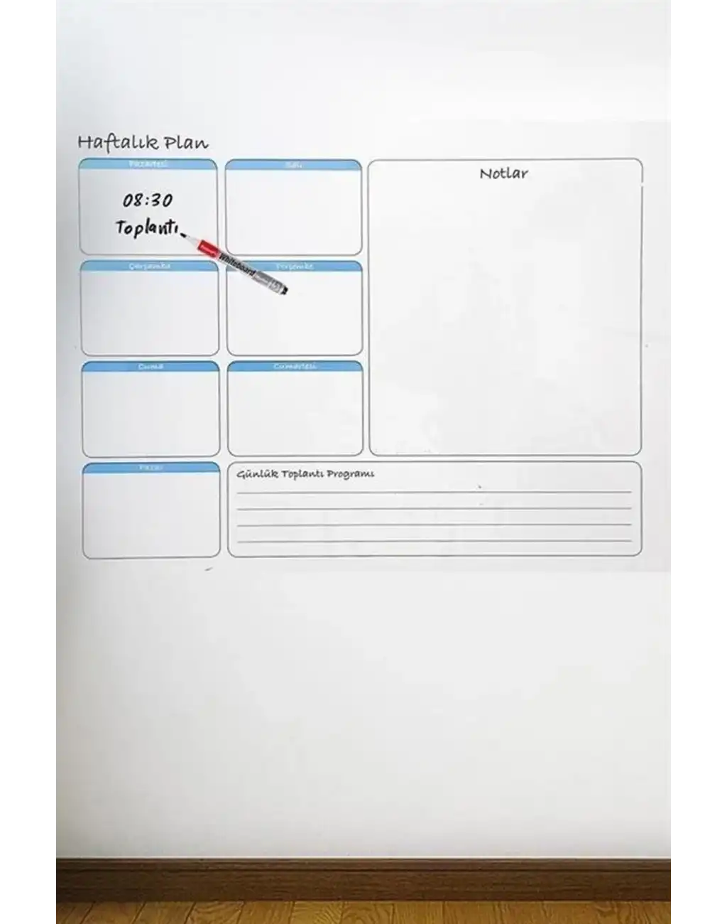 Kendinden Yapışkanlı Tutunabilen Haftalık Planlayıcı Manyetik Duvar Stickerı Takvim 100x60 cm