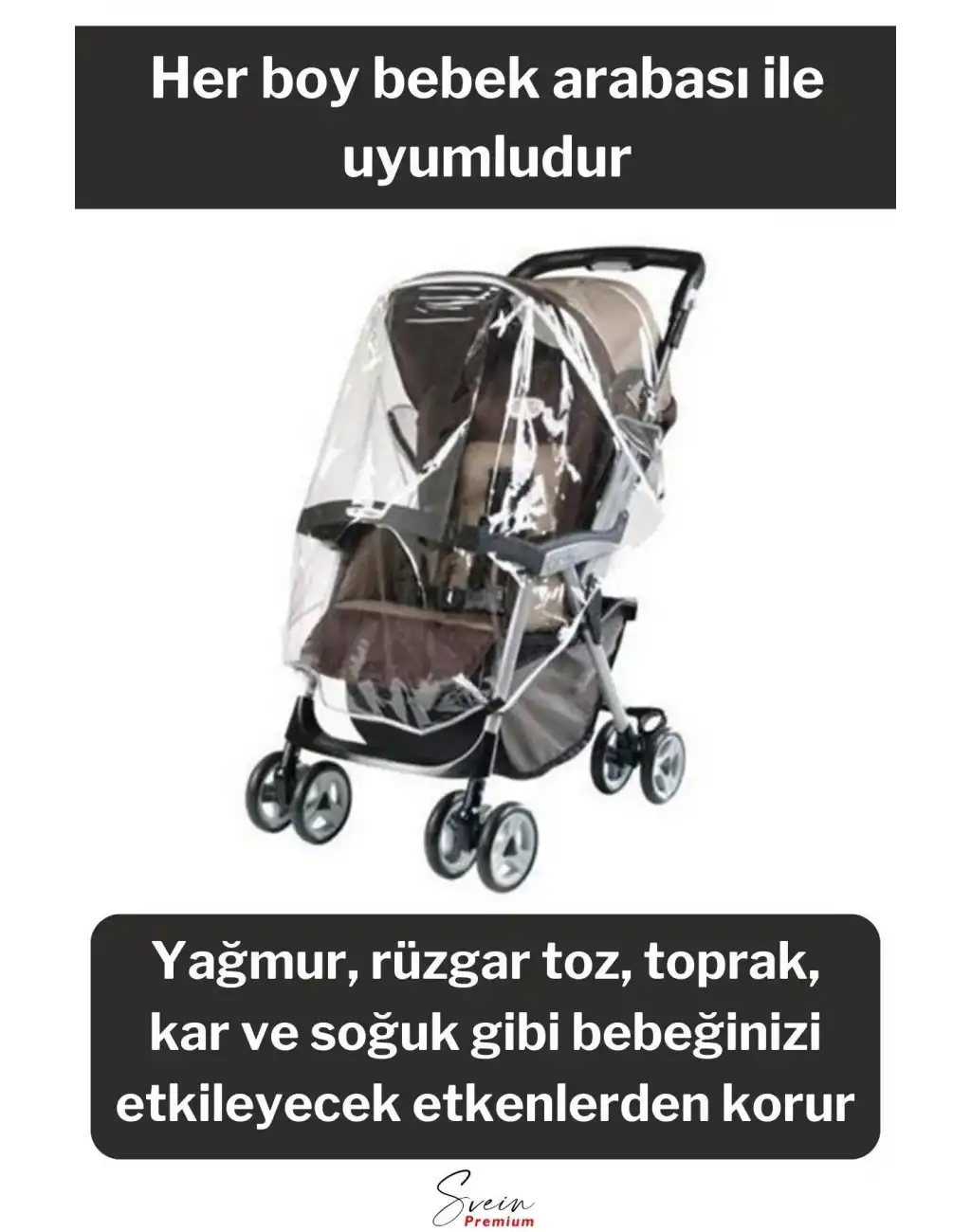 Premium Bebek Arabası Puset Şeffaf Yağmurluk Rüzgar Engelleyici Koruyucu Muşamba Örtü Dayanıklı