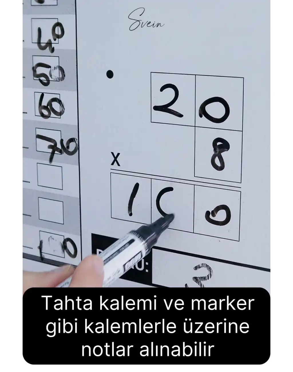 Kendinden Yapışkanlı Tutunabilen Çarpım Tablosu Ezberleme Manyetik Duvar Stickerı 105 x 100 cm