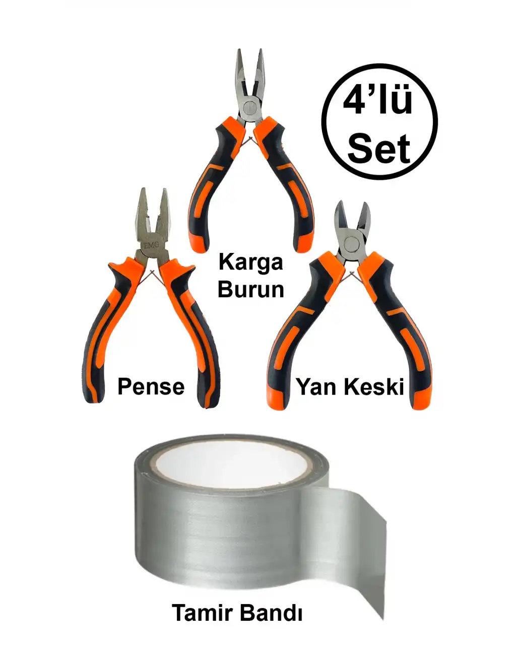 Mini Takı Bijuteri Hobi Kesme Karga Burun Yan Keski Pense Çok Amaçlı Sızdırmaz Gri Tamir Bandı Seti