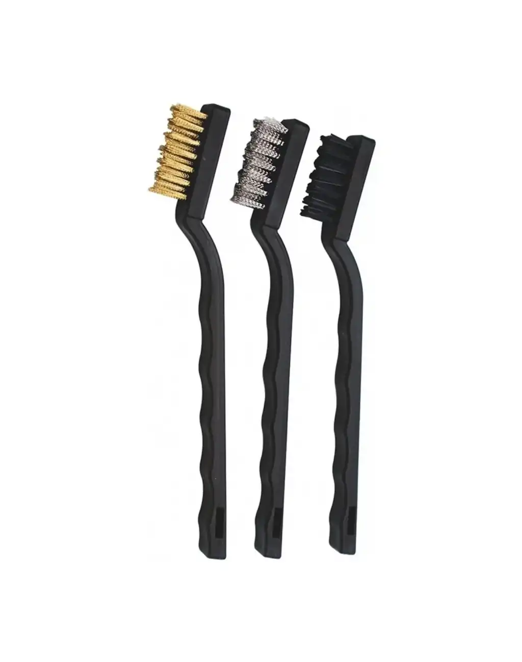 3lü Çelik Pirinç Naylon Fırça Seti Mini Detay Temizleme Paslanmaz Plastik Saplı Cüruf Pas Toz