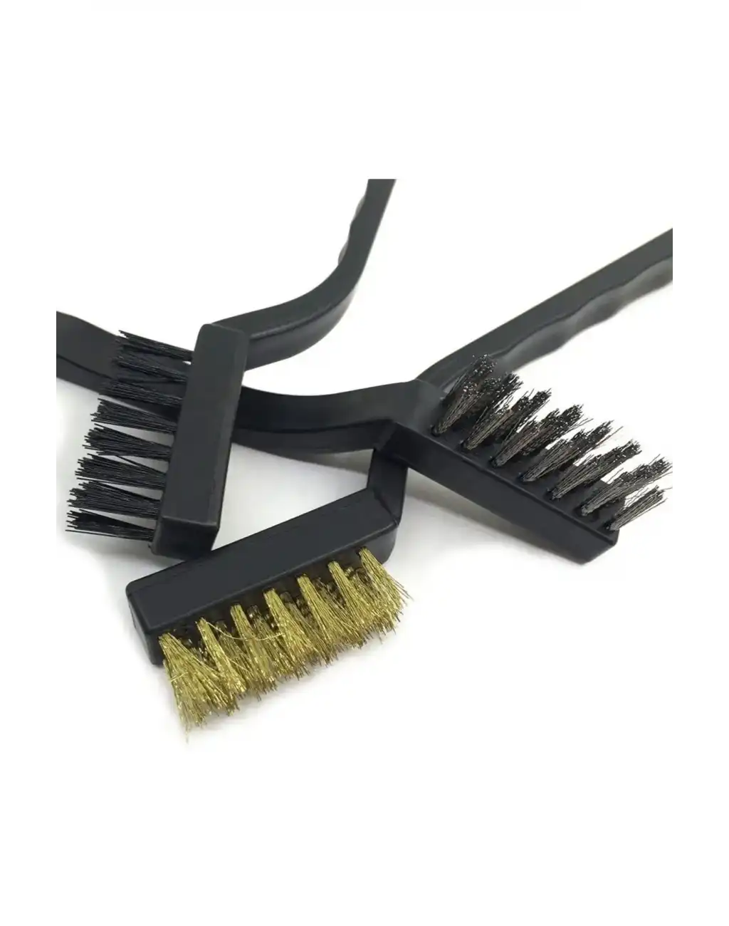 3lü Çelik Pirinç Naylon Fırça Seti Mini Detay Temizleme Paslanmaz Plastik Saplı Cüruf Pas Toz