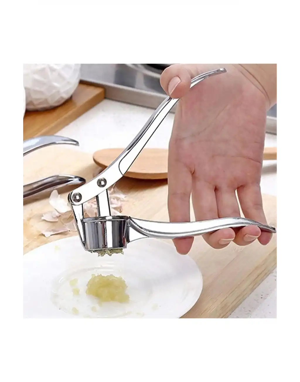 Dayanıklı Paslanmaz Çelik Sarımsak Ezici Pratik Pres Ezeceği Ergonomik Saplı Pense Model