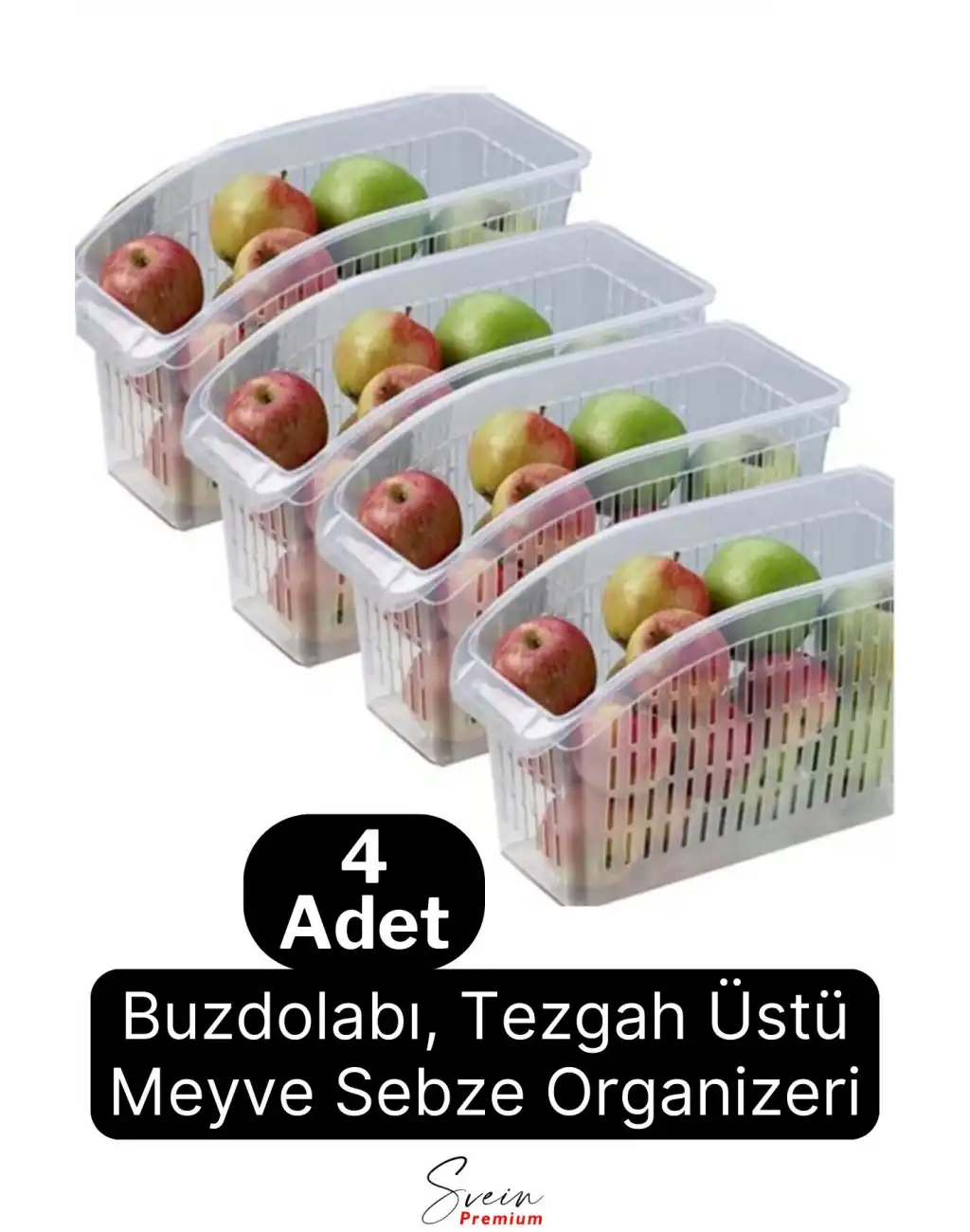 Buzdolabı Sepeti Çok Amaçlı Evye Altı Dolap İçi Meyve Sebze Düzenleyici Sepet Organizer Şeffaf 4lü