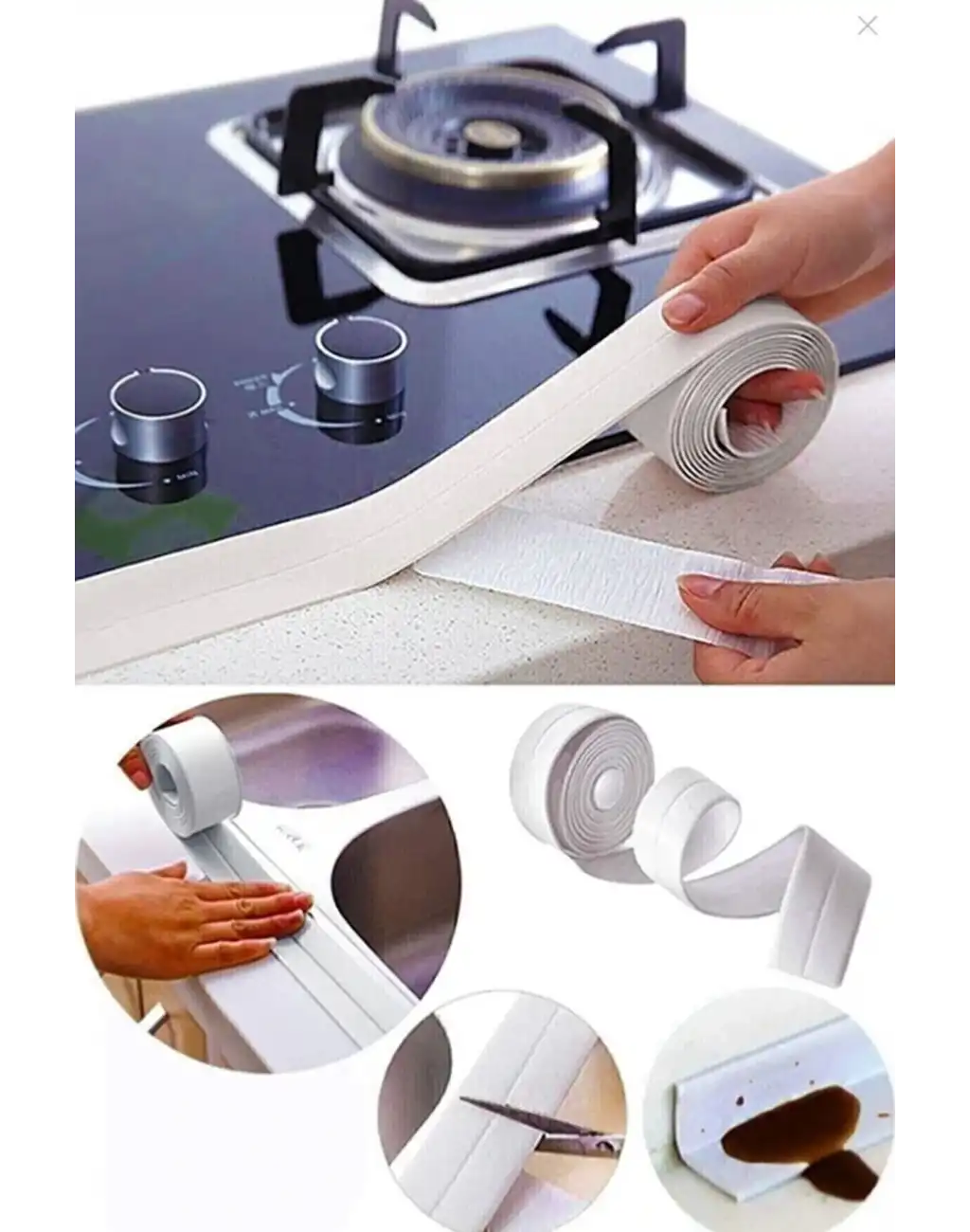 Su Sızdırmaz Geçirmez Lavabo Tezgah Küvet Duş Banyo Mutfak Pencere İzolasyon Şerit Bant 3,2 m x 38mm