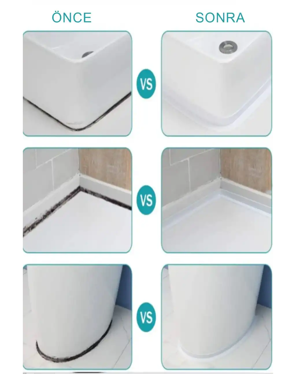 Su Sızdırmaz Geçirmez Lavabo Tezgah Küvet Duş Banyo Mutfak Pencere İzolasyon Şerit Bant 3,2 m x 38mm