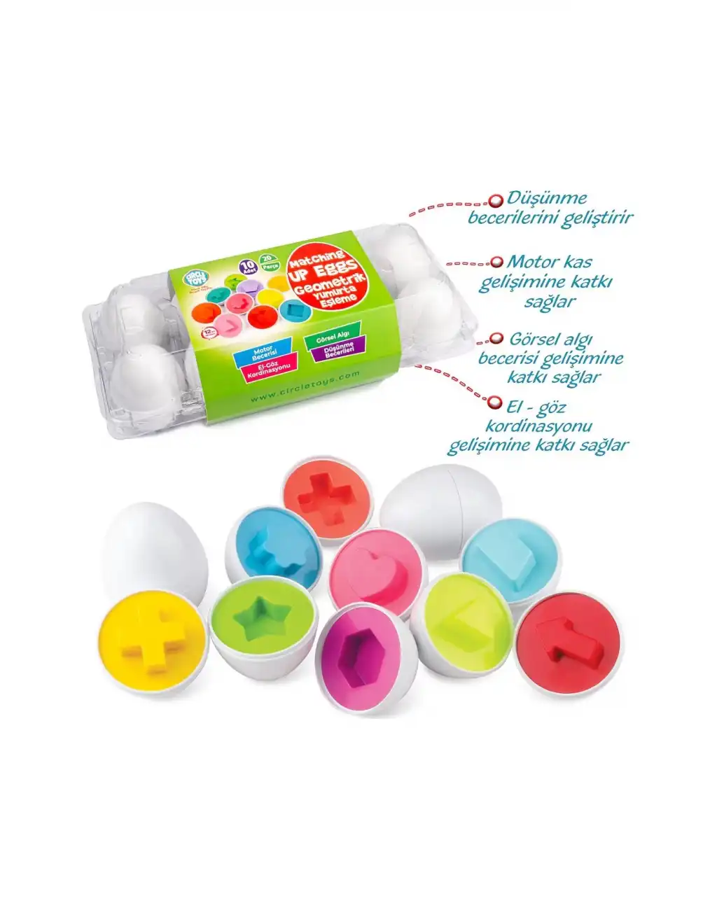 10lu Geometrik Yumurta Eşleme Oyunu Şekilli Eğitici Öğretici Motor Gelişim Görsel Algı Oyuncak Toys