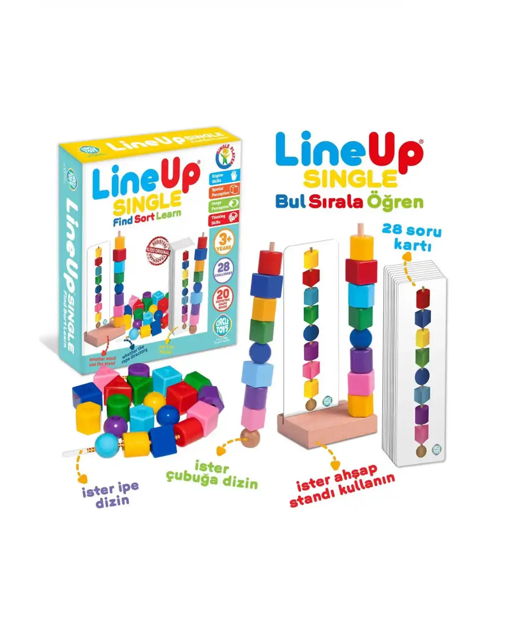 Bul Sırala Öğren Line Up Single Eğitici Zeka Geliştiren Görsel Algı Çocuk Motor Beceri Oyunu