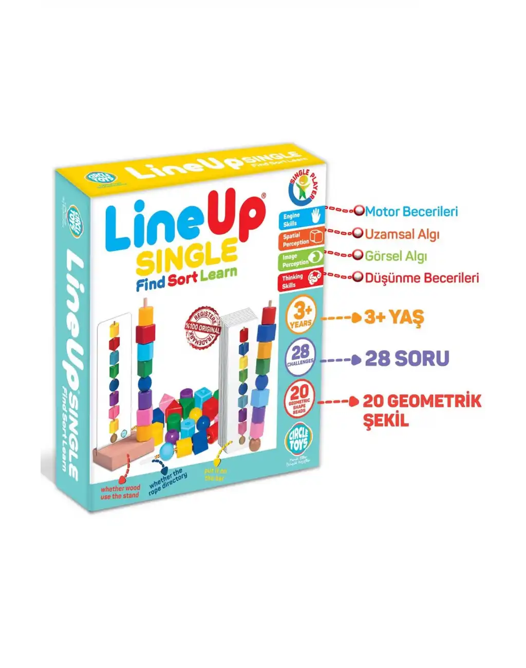 Bul Sırala Öğren Line Up Single Eğitici Zeka Geliştiren Görsel Algı Çocuk Motor Beceri Oyunu