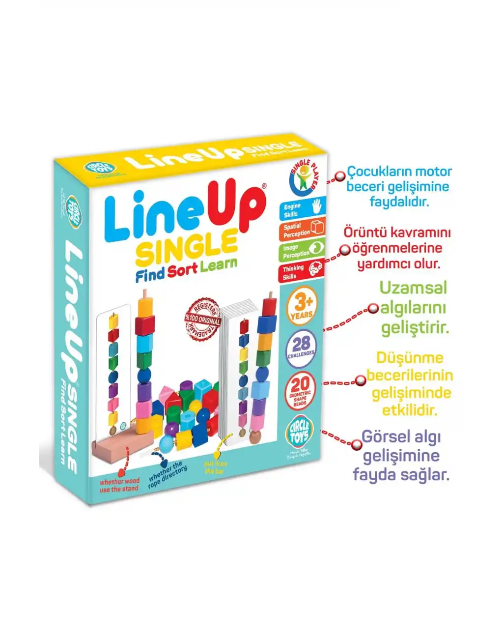 Bul Sırala Öğren Line Up Single Eğitici Zeka Geliştiren Görsel Algı Çocuk Motor Beceri Oyunu