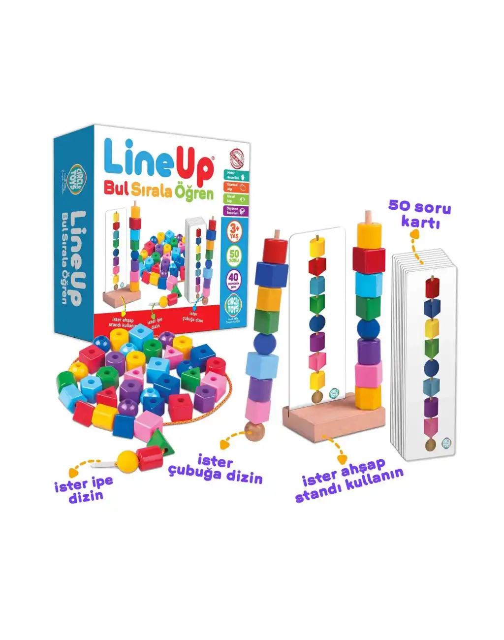 Bul Sırala Öğren Line Up Motor Beceri Uzamsal ve Görsel Algı Düşünme Becerisi Geliştirme Çocuk Oyunu