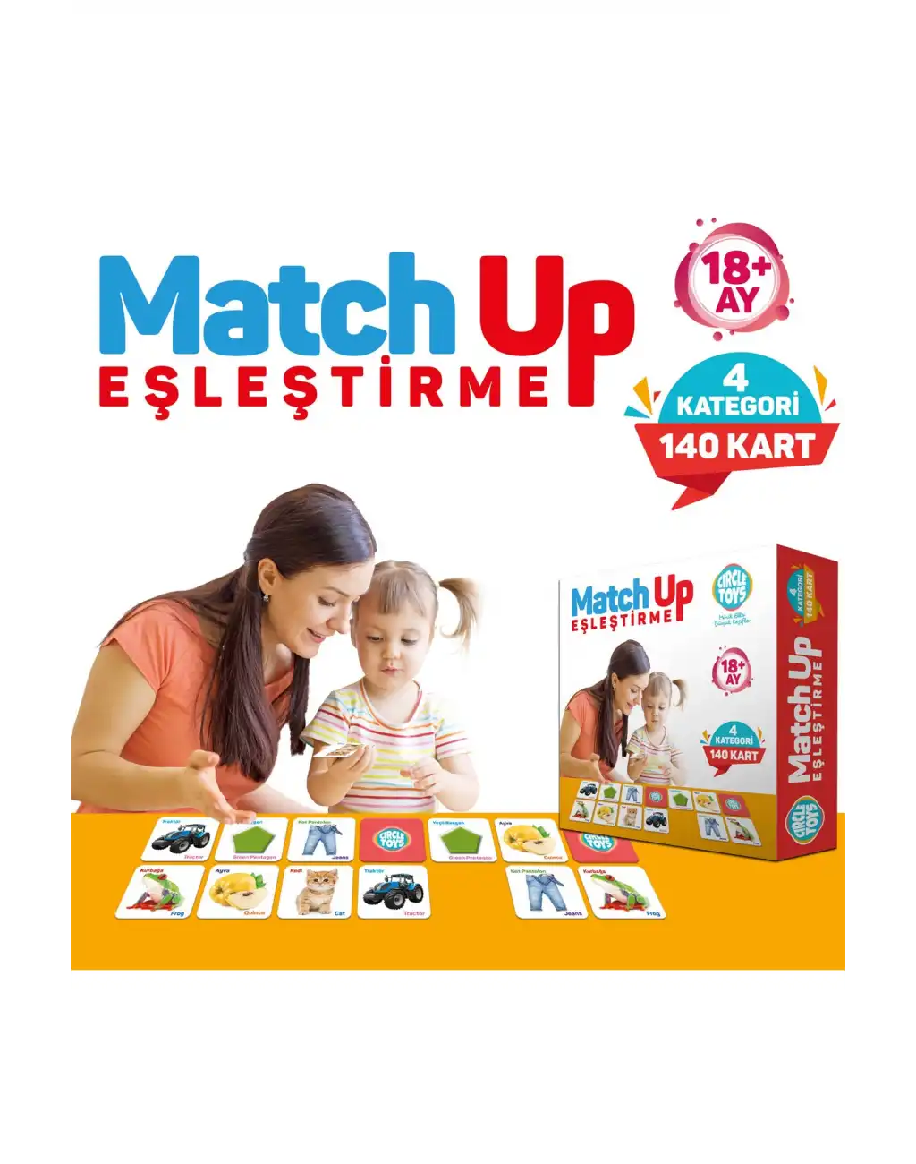 Match Up Eşleştirme Hafıza Gelişimi Görsel Algı Düşünme Becerisi Türkçe ve İngilizce Öğrenme Oyunu