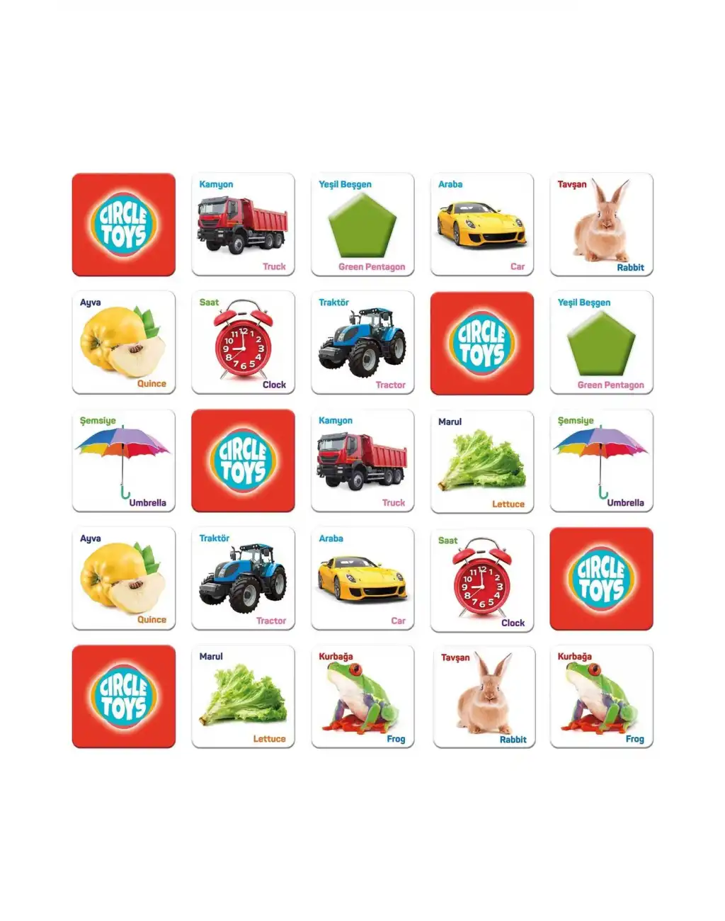 Match Up Eşleştirme Hafıza Gelişimi Görsel Algı Düşünme Becerisi Türkçe ve İngilizce Öğrenme Oyunu