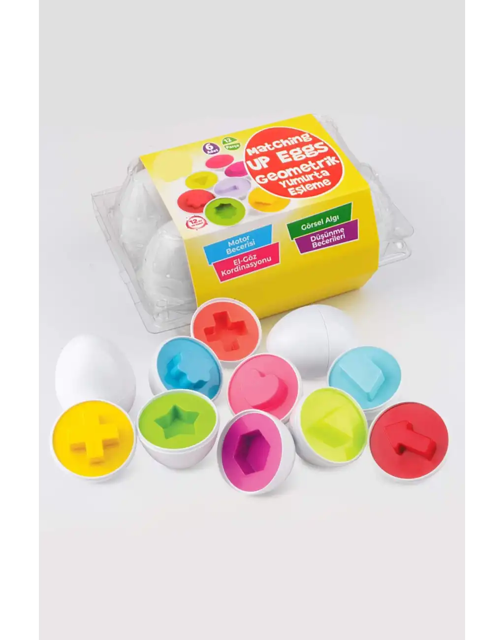 6lı Geometrik Yumurta Eşleme Oyunu Şekilli Eğitici Öğretici Motor Gelişim Görsel Algı Oyuncak Toys
