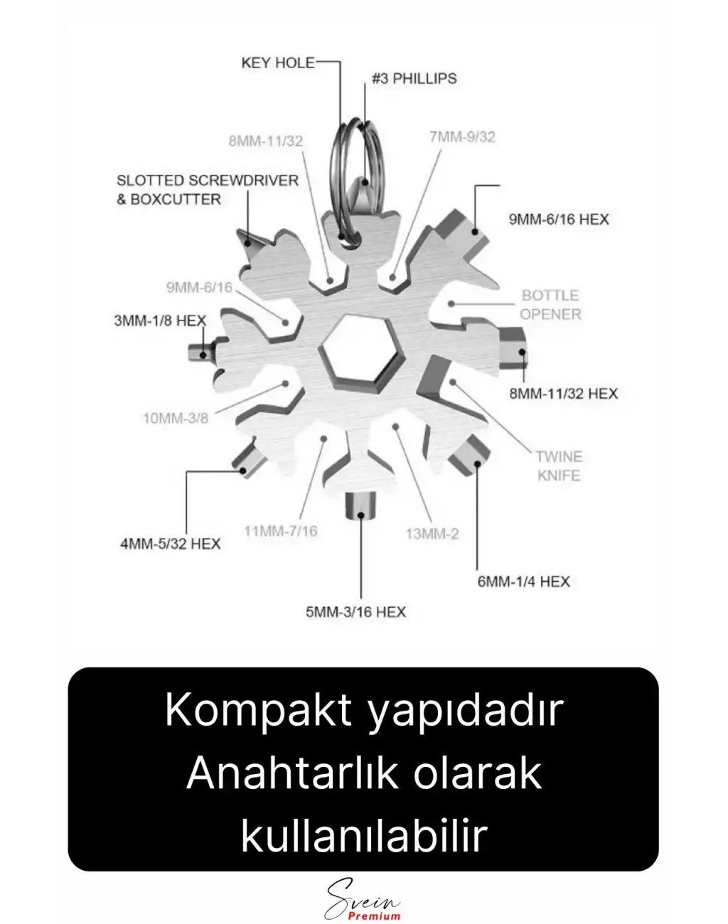 Çok Amaçlı Metal Kar Tanesi Tornavida Seti Taşınabilir Pratik Alyan Takımı 18 in 1 Anahtarlık Açıcı