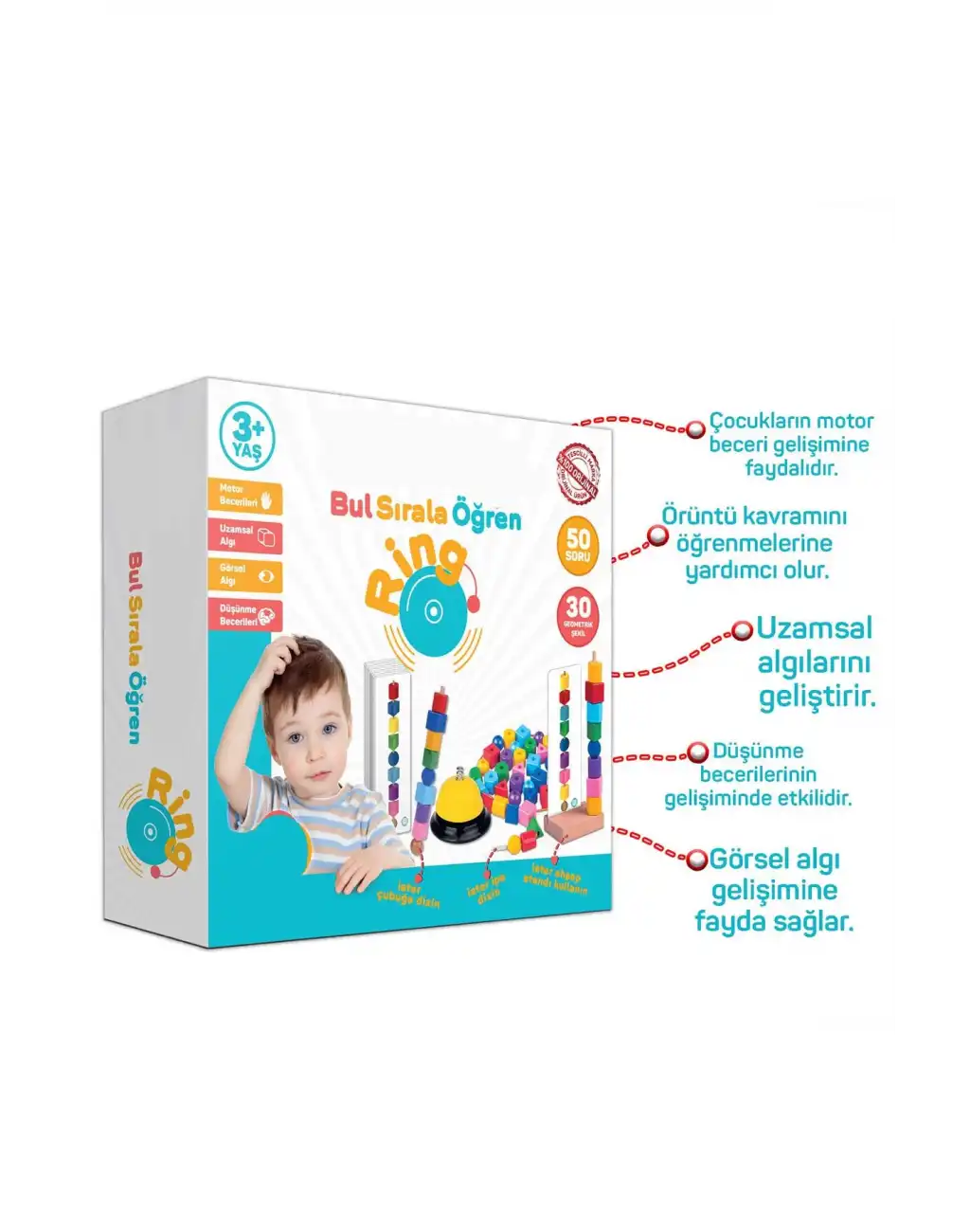 Bul Sırala Öğren Line Up Ring Motor Beceri Uzamsal ve Görsel Algı Düşünme Becerisi Geliştirme Oyunu