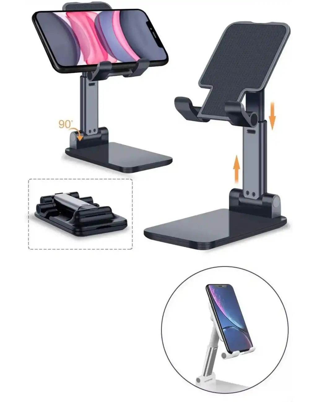 Katlanabilir Masaüstü Tablet ve Telefon Tutucu Stand Uzayabilen Kademeli Katlanır Pratik Portatif