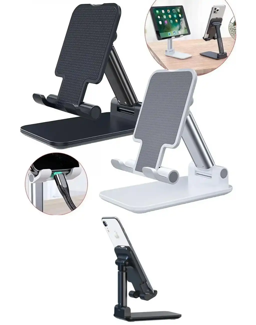 Katlanabilir Masaüstü Tablet ve Telefon Tutucu Stand Uzayabilen Kademeli Katlanır Pratik Portatif
