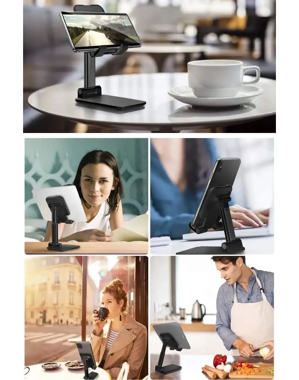 Katlanabilir Masaüstü Tablet ve Telefon Tutucu Stand Uzayabilen Kademeli Katlanır Pratik Portatif