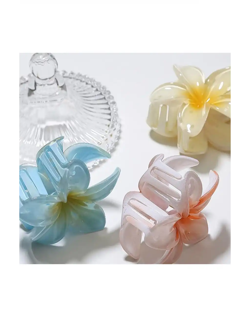 6lı Lotus Çiçeği Mandal Toka Parlak Akrilik Çok Renkli Mika Şık Yeni Sezon Kadın Saç Tokası Seti