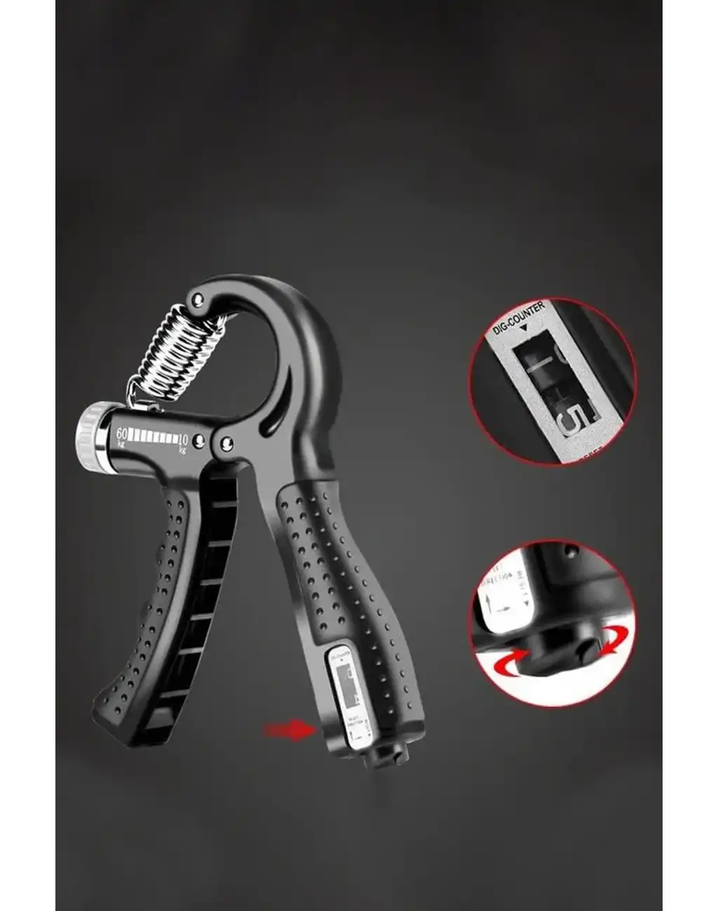 2li Göstergeli Sayaçlı El Yayı Aleti Ayarlanabilir Spor Bilek Kas Kol Güçlendirme Egzersiz Ekranlı