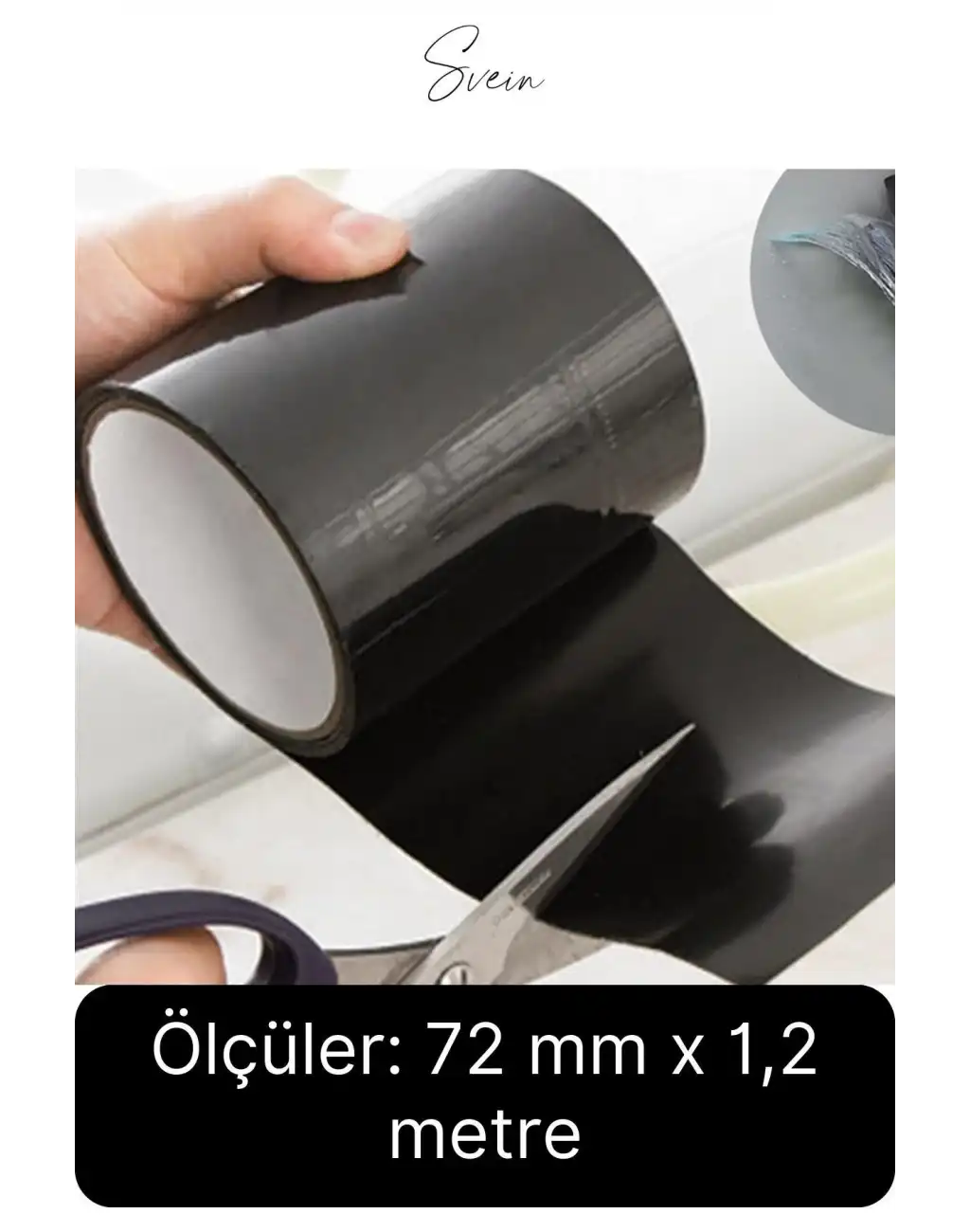 Süper Güçlü Su Geçirmez Sızdırmazlık Bandı Yama Bant Su Borusu Tamir Durdurma 72 mm x 1,2 mt