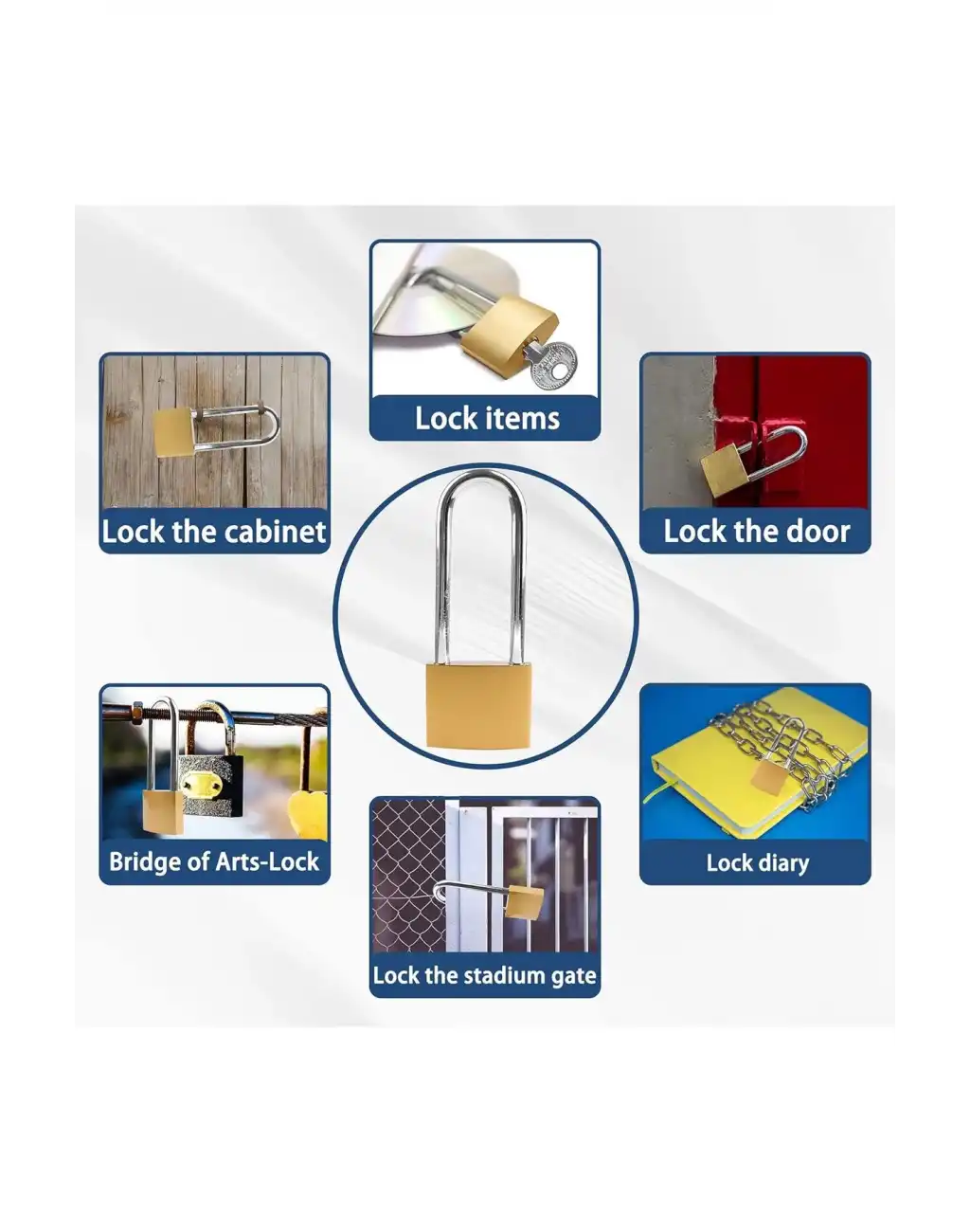 25 mm Dış Mekan Paslanmaz Çelik Halka Yüksek Güvenlikli Dayanıklı Sarı Asma Kilit Garaj Bahçe Kapı