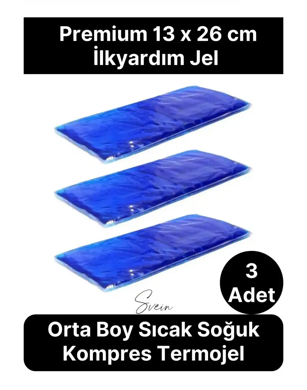 3lü Orta Boy Sıcak Soğuk Kompres Buz Jel Yeniden Kullanılabilir El Ayak Dirsek İlk Yardım Termojel