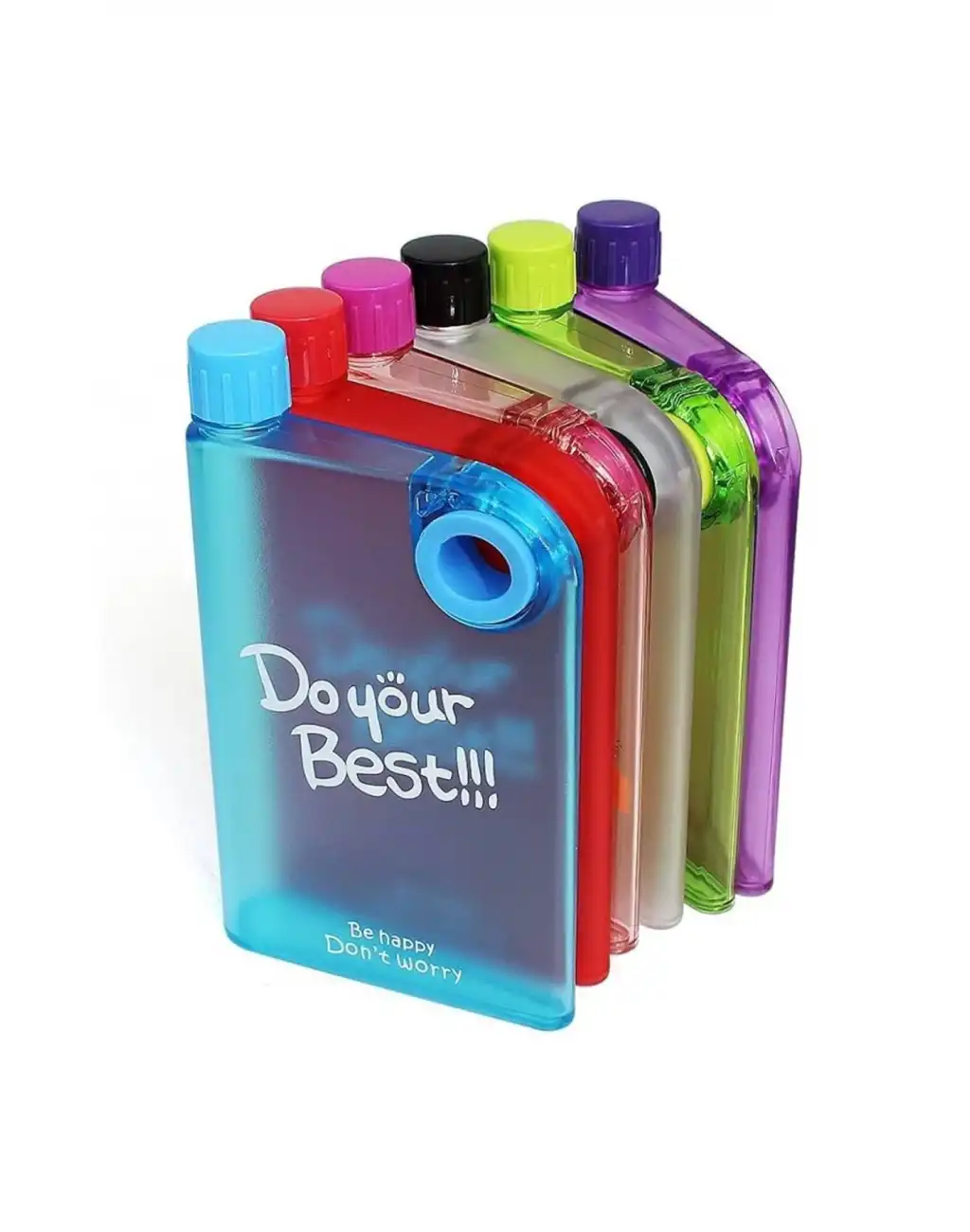 Özel Tasarım Ergonomik Çantada Taşınabilir Renkli Şeffaf Okul İş Notebook Su Şişesi Matara 380 ml