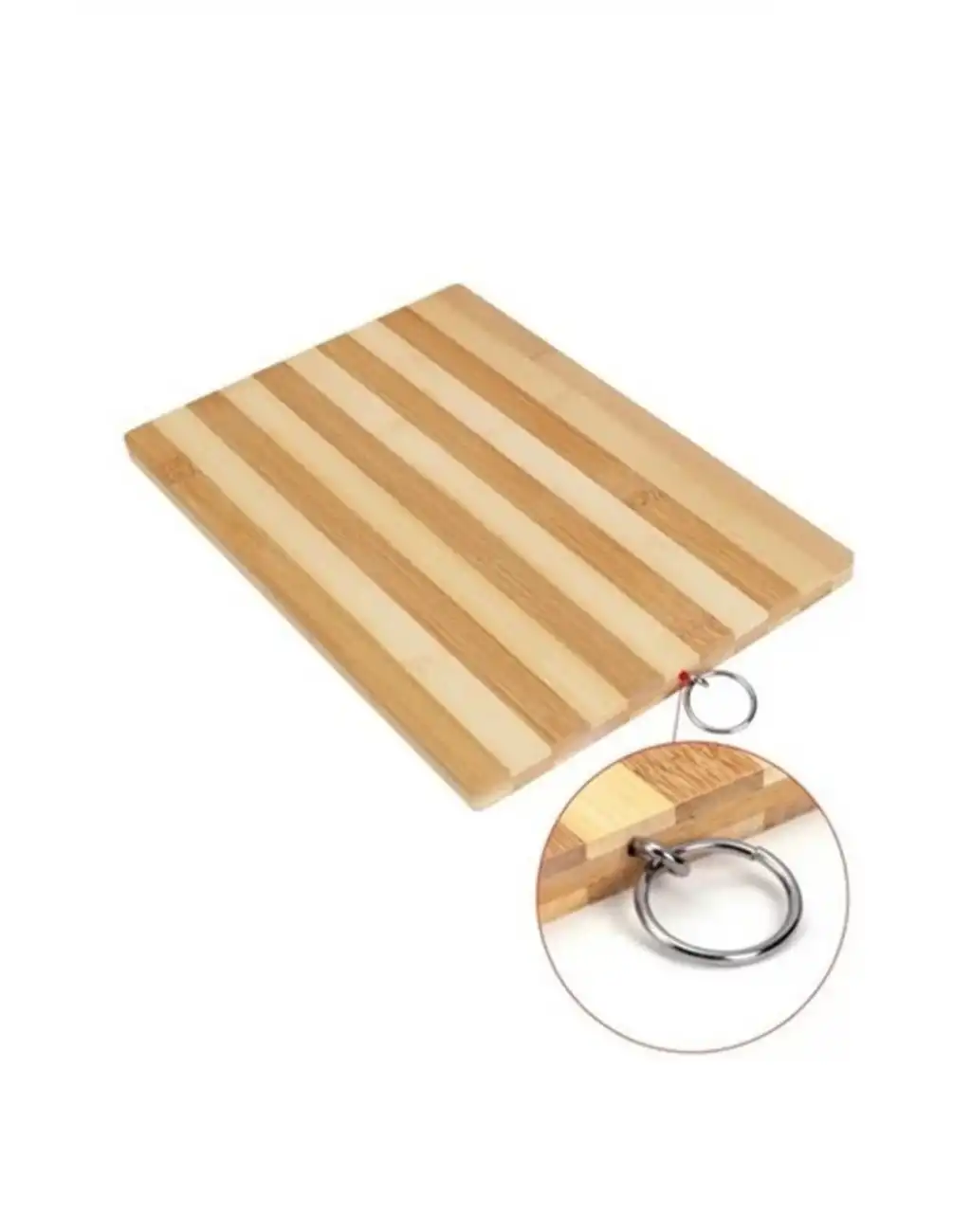 Asma Halkalı Doğal Bambu Kesme Tahtası Sunum Tepsisi Et Ekmek Sebze Meyve Doğrama Tablası Lüks 30x22