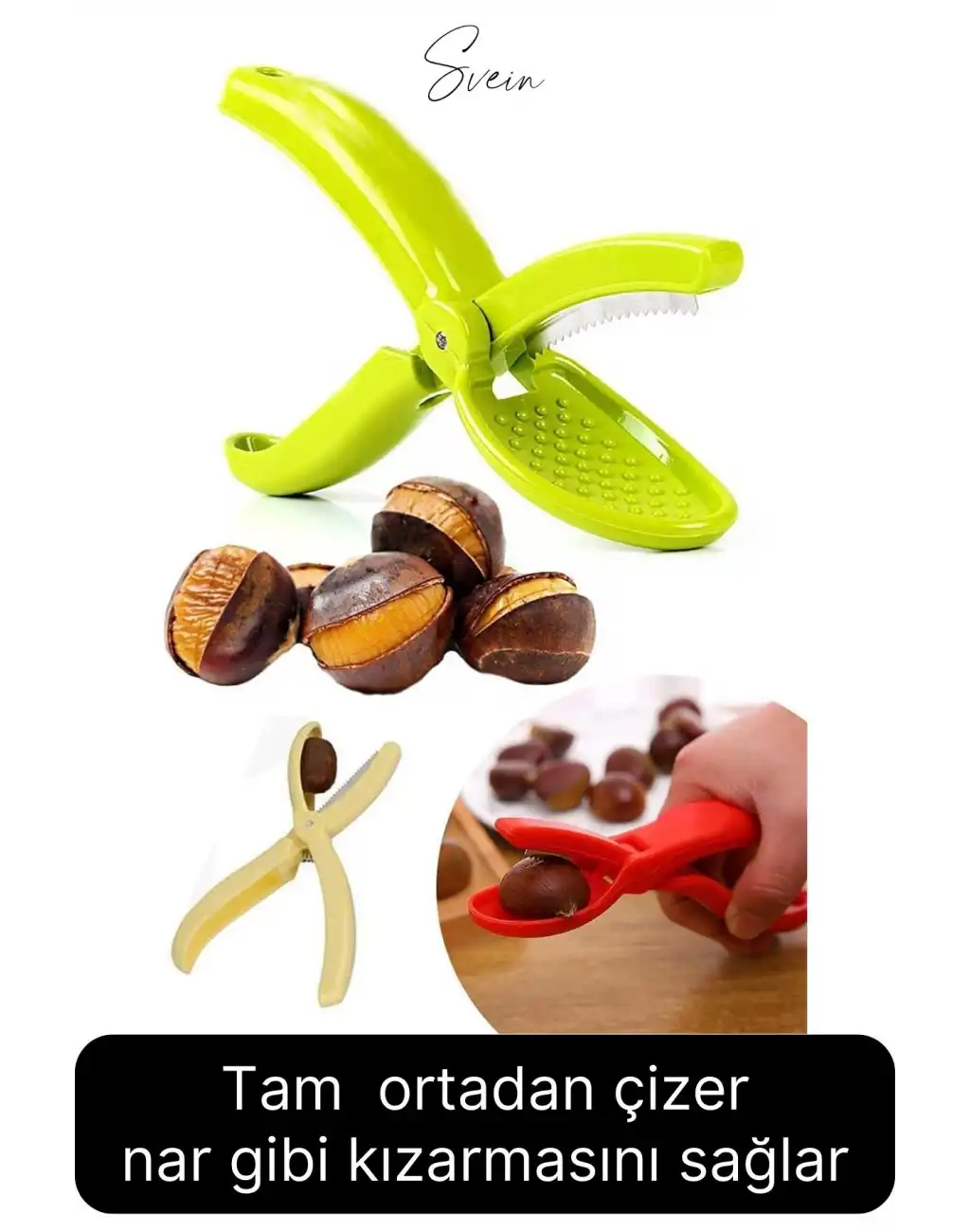 Pratik Kestane Çizici Kesici Metal Bıçaklı Plastik Saplı Kolay Kullanım Mutfak Aleti Chestnut Cutter