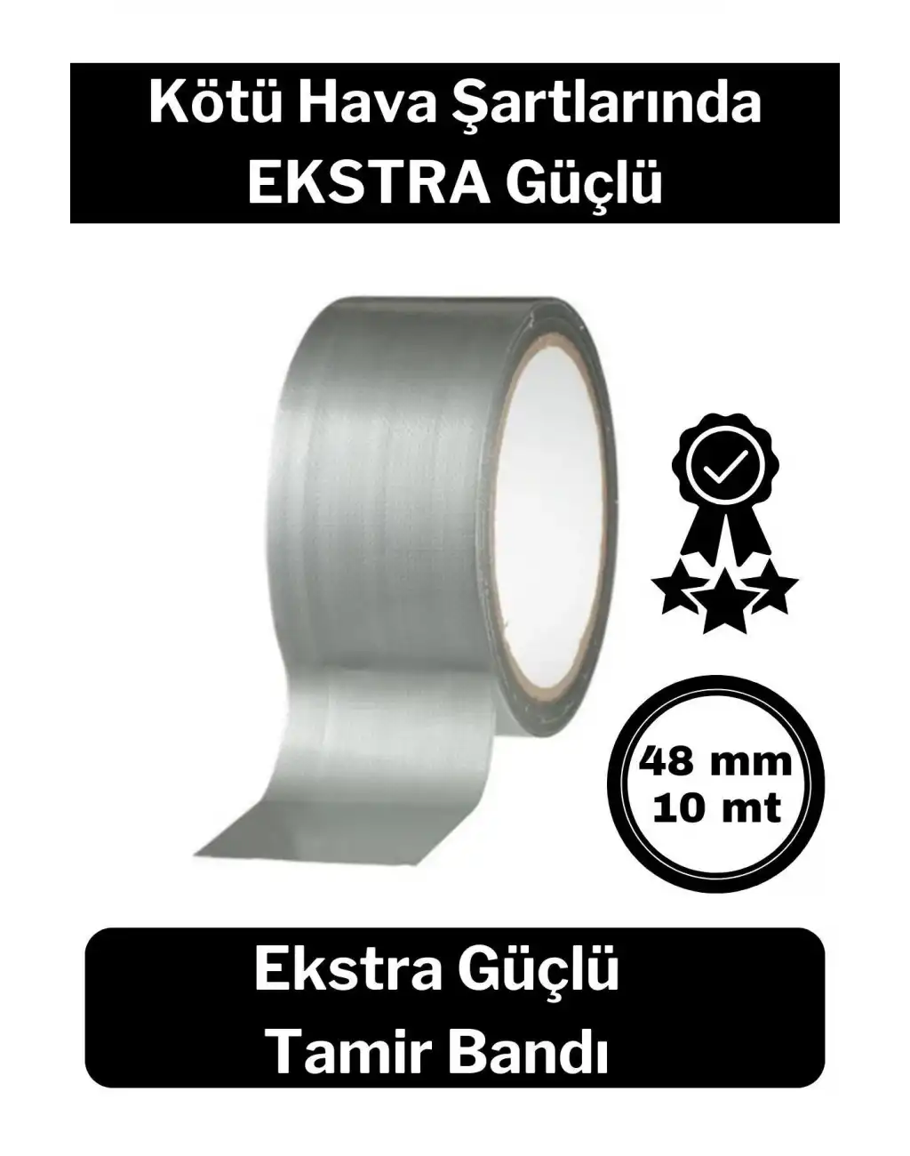 Çok Amaçlı Su Geçirmez Sızdırmaz Dayanıklı İzolasyon Gri Tamir Bandı 48 Mm 10 Mt 1 Adet