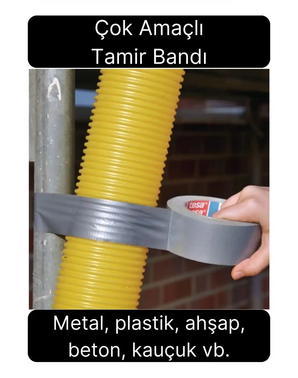 Çok Amaçlı Su Geçirmez Sızdırmaz Dayanıklı İzolasyon Gri Tamir Bandı 48 Mm 10 Mt 1 Adet