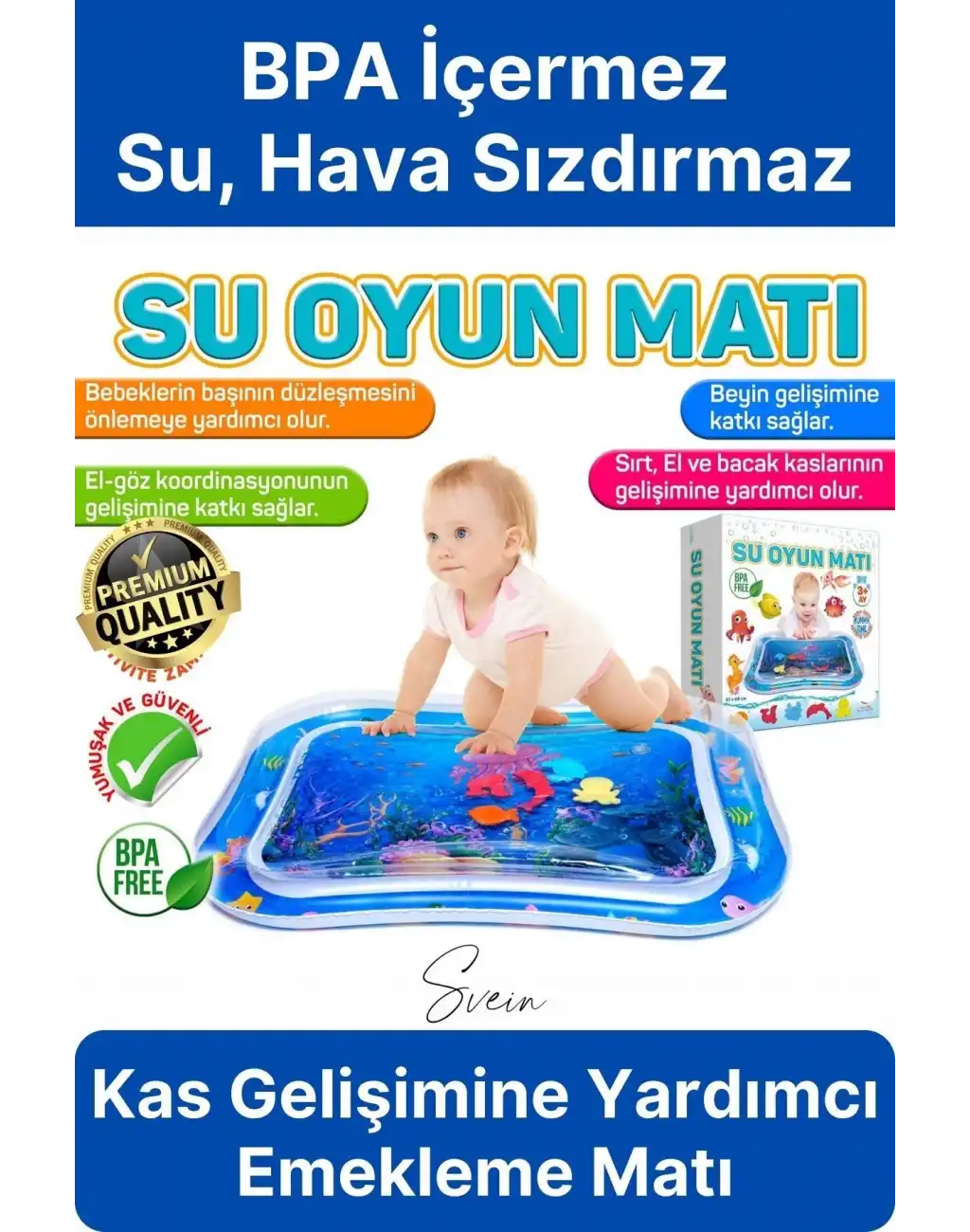 Dayanıklı Sızdırmaz Su Oyun Matı Bebek Aktivite Oyuncağı BPA İçermez Emekleme Zamanı Duyusal Gelişim