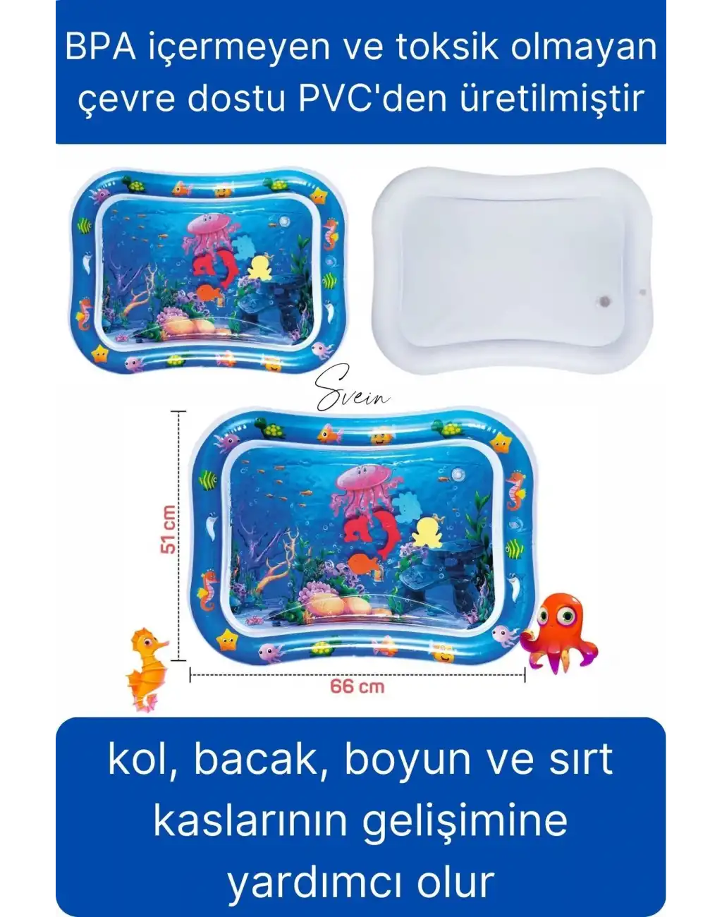 Dayanıklı Sızdırmaz Su Oyun Matı Bebek Aktivite Oyuncağı BPA İçermez Emekleme Zamanı Duyusal Gelişim