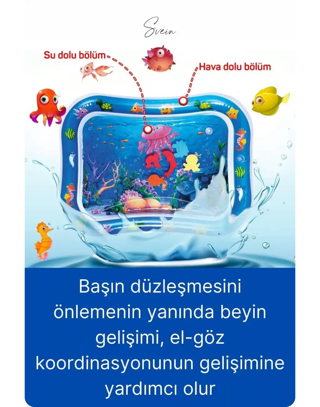 Dayanıklı Sızdırmaz Su Oyun Matı Bebek Aktivite Oyuncağı BPA İçermez Emekleme Zamanı Duyusal Gelişim