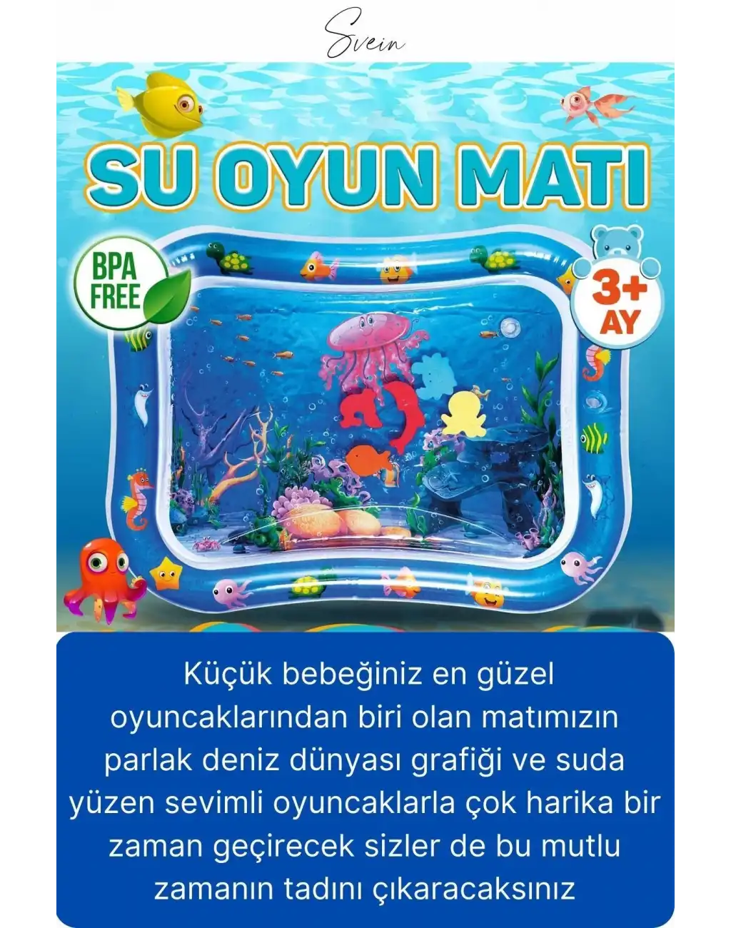 Dayanıklı Sızdırmaz Su Oyun Matı Bebek Aktivite Oyuncağı BPA İçermez Emekleme Zamanı Duyusal Gelişim
