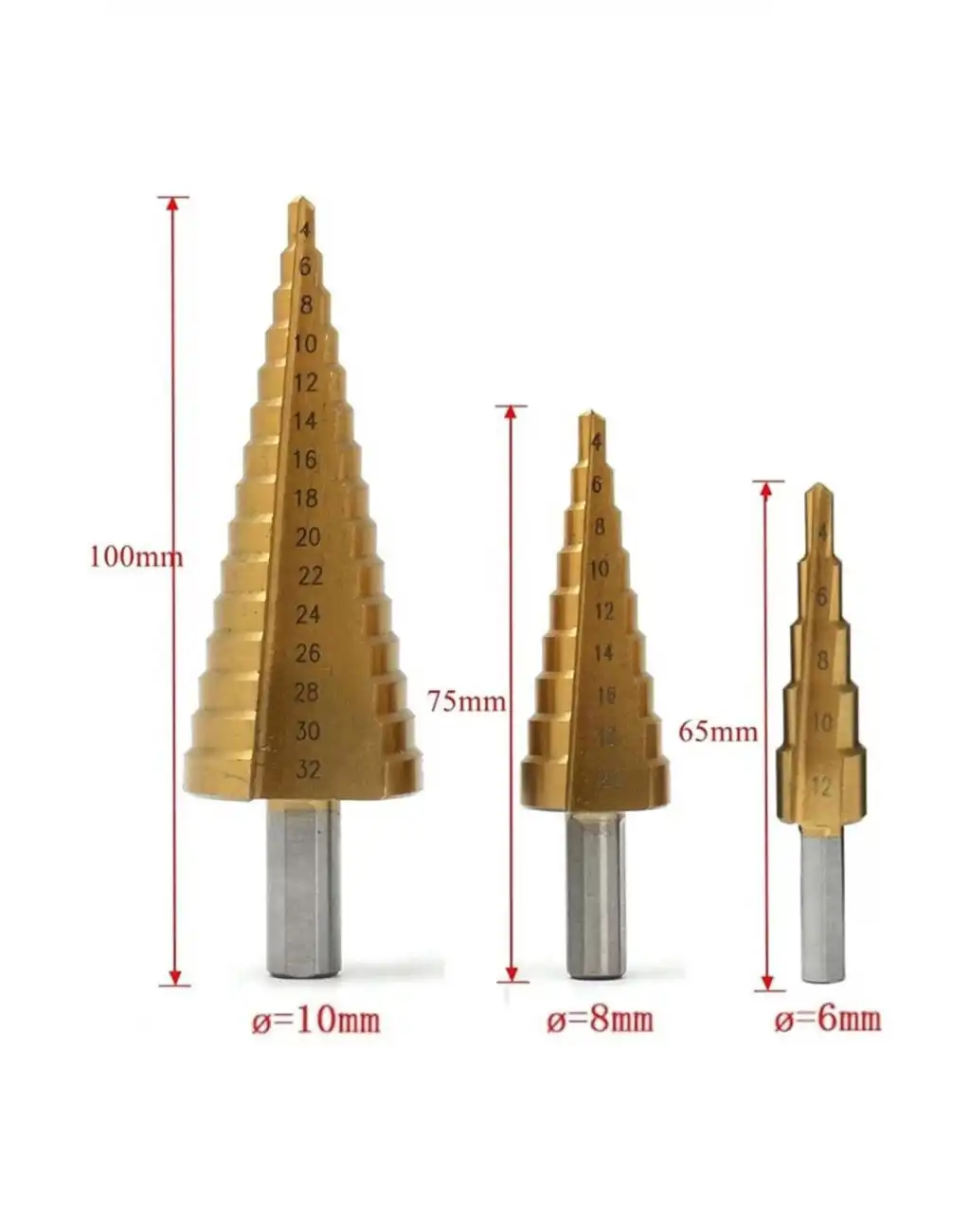 3lü Kademeli Yüksek Hız Çeliği Paslanmaz Delme Matkap Ucu Sac Delme Seti HSS Sağlam A Kalite Uç
