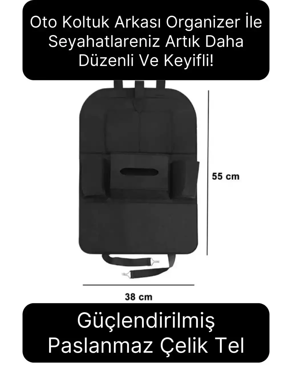 Oto Koltuk Arkası Organizer Düzenleme Çok Gözlü İstifleme Depolama Oto Kılıf Keçe Dayanıklı Cepli