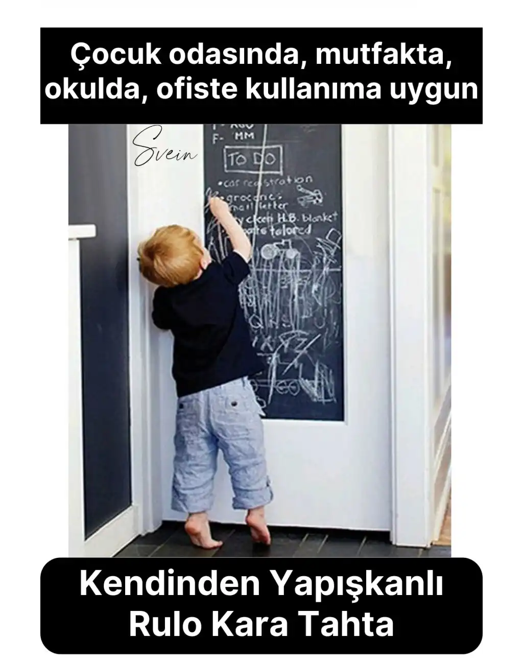 Büyük Boy Kendinden Yapışkanlı Rulo Kara Tahta Sticker Blackboard Siyah Okul İş İçin Yazı Tahtası