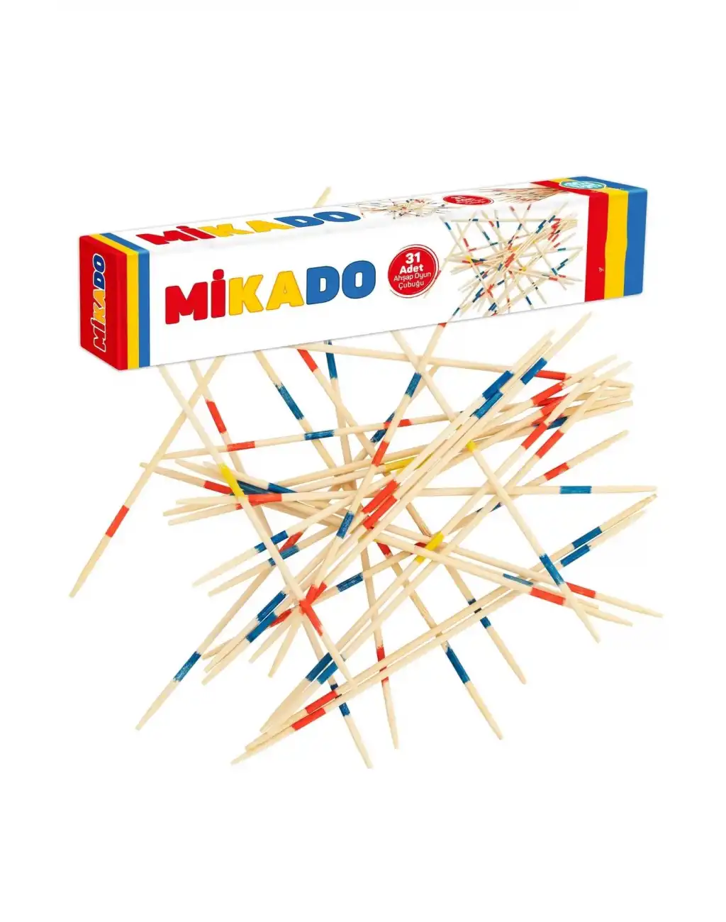 Ahşap Mikado Oyun Çubukları Mini Renkli Eğitici Motor Zeka ve Beceri Oyunu 31 Adet Çubuk