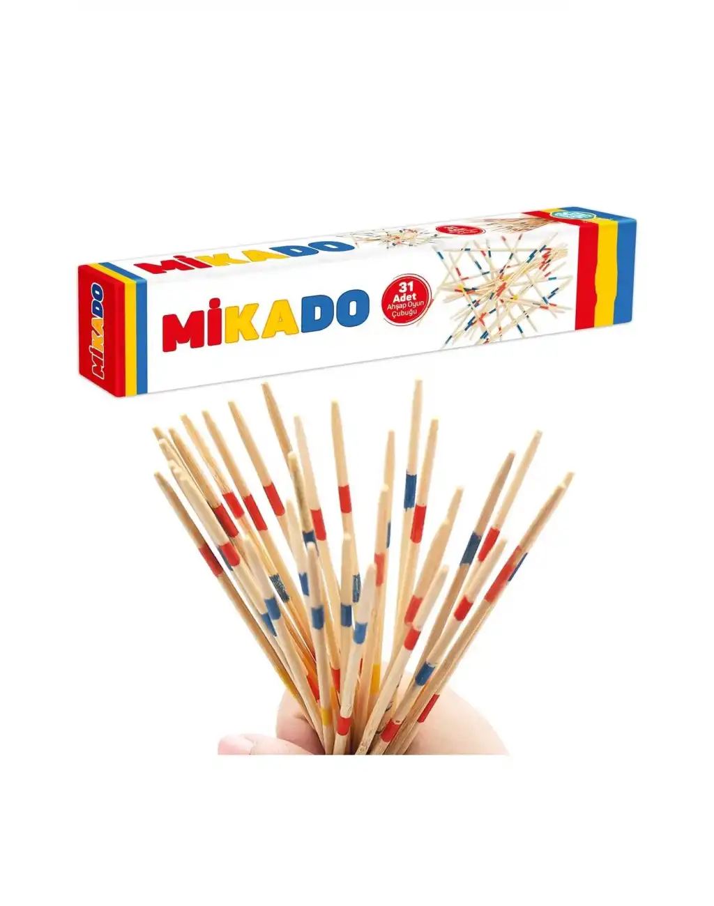 Ahşap Mikado Oyun Çubukları Mini Renkli Eğitici Motor Zeka ve Beceri Oyunu 31 Adet Çubuk