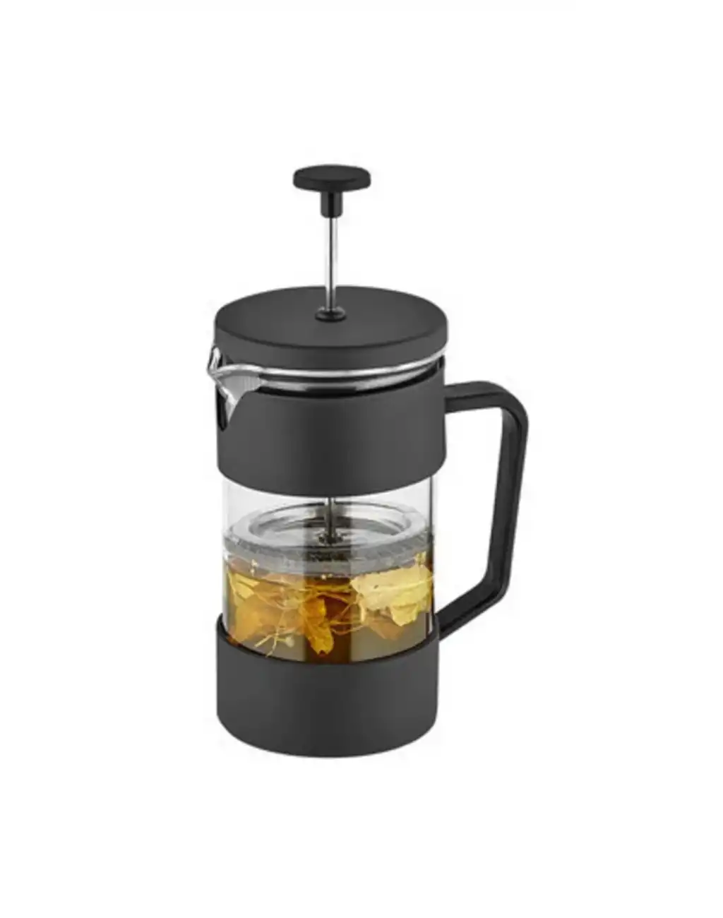 Premium Kahve ve Bitki Çayı Demleme Hazırlayıcı French Press Pratik Kulplu Demlik 350 ml Siyah