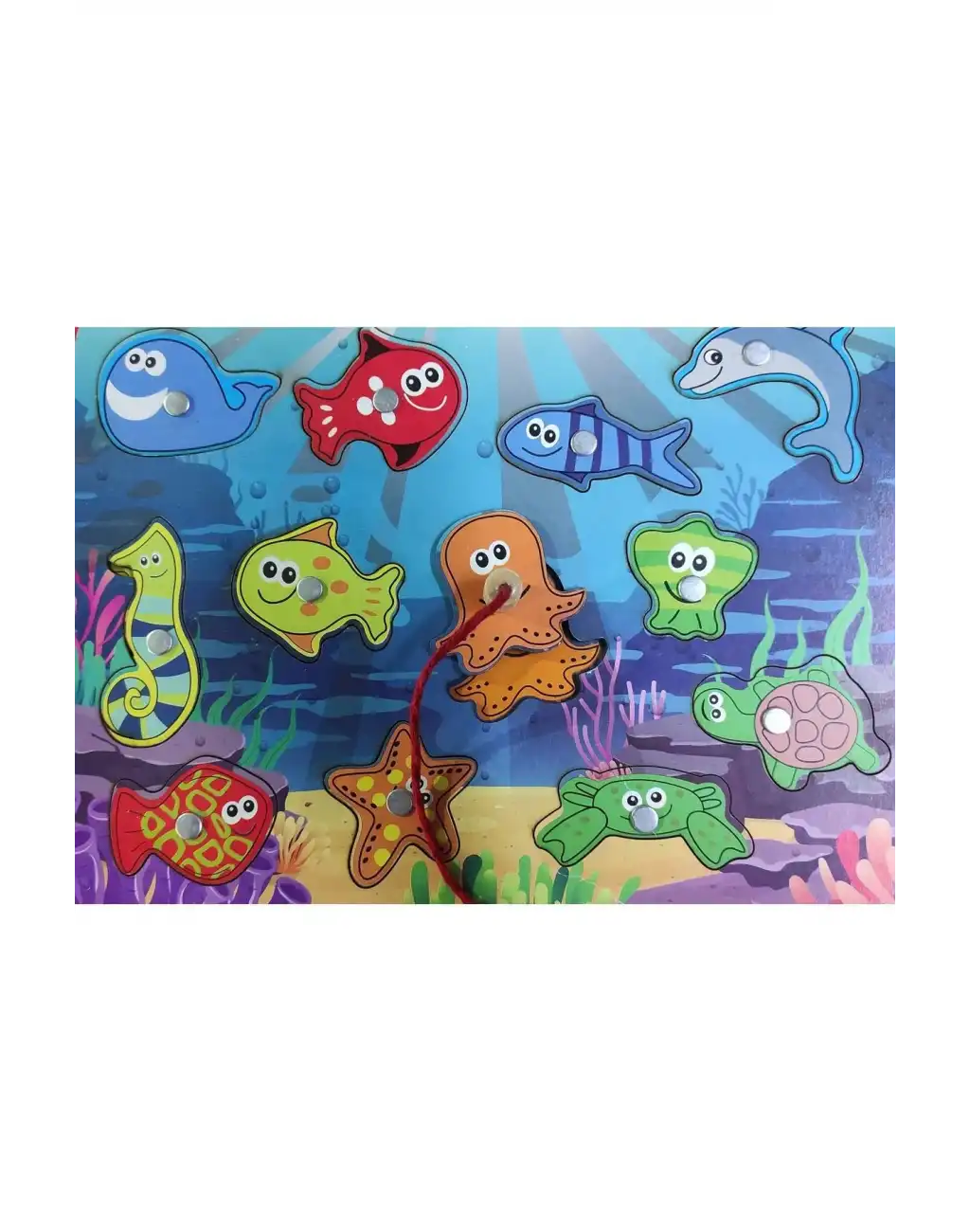 Ahşap Mıknatıslı Balık Tutma El Göz Koordinasyon Çocuklara İnce Motor Beceri Eğitici Öğretici Oyunu